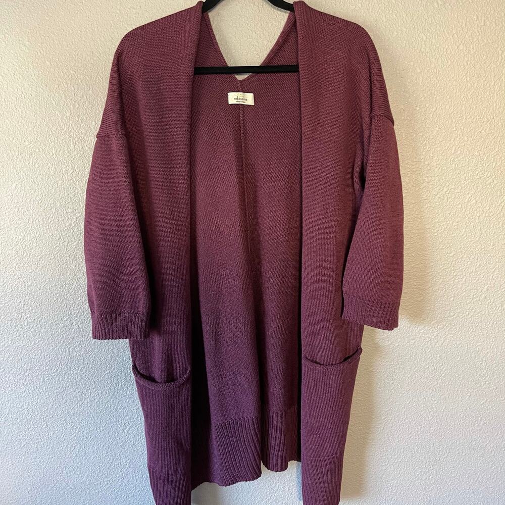 Nakayama Open Front Oversize Baby Alpaca Merino Wool Cardigan Sweater Women Sml